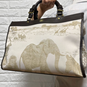 メンズ A4収納 ビジネス トートバッグ 大容量 ジャガード アニマル柄 ヒョウ柄 ロゴ金具