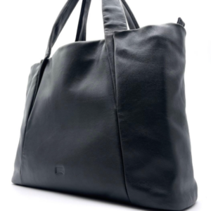 トートバッグ　ビジネス　A4　3室　ロゴ型押し　レザー　黒